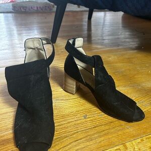 Black Suede Women's Heeled Sandals